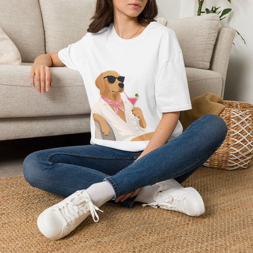 Dog With Cocktail T-Shirt — Relaxed Sunglasses Labrador Graphic Tee