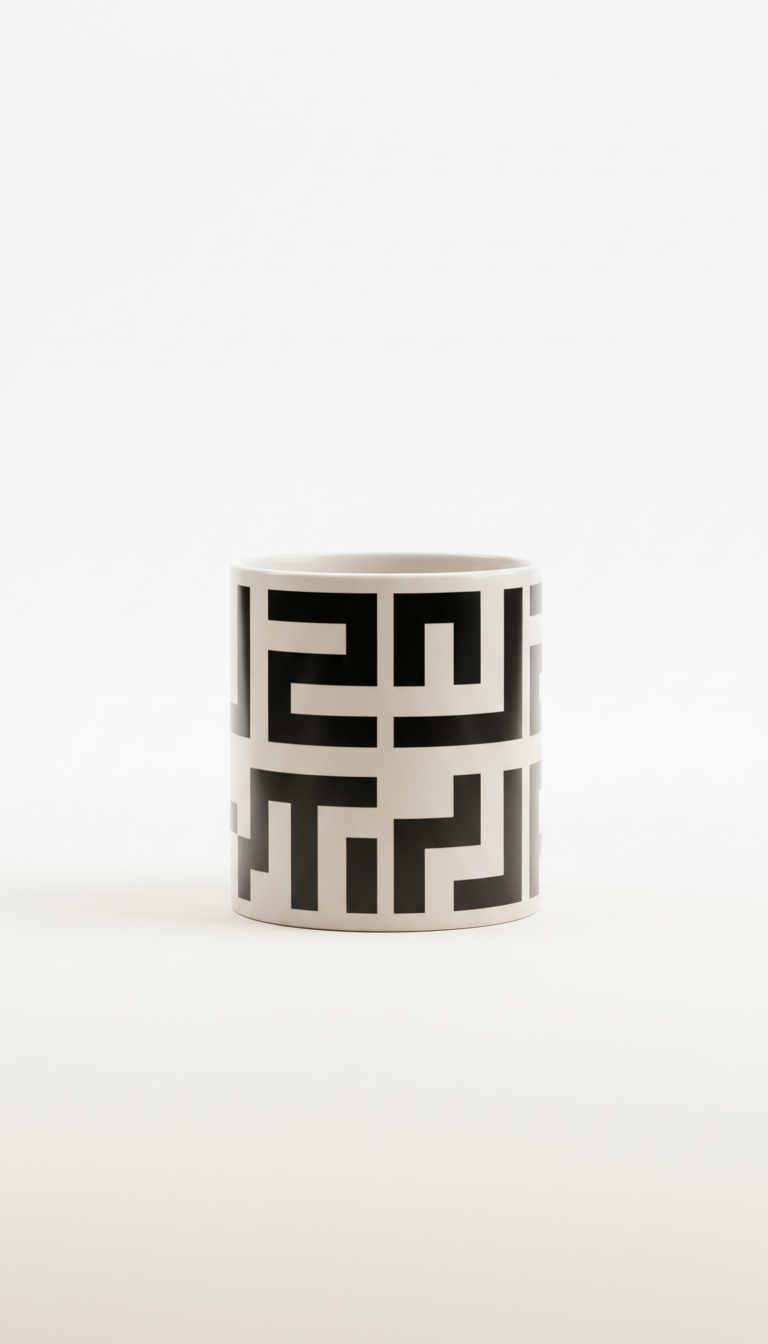 Ceramic Mug With Bold Black Typography
