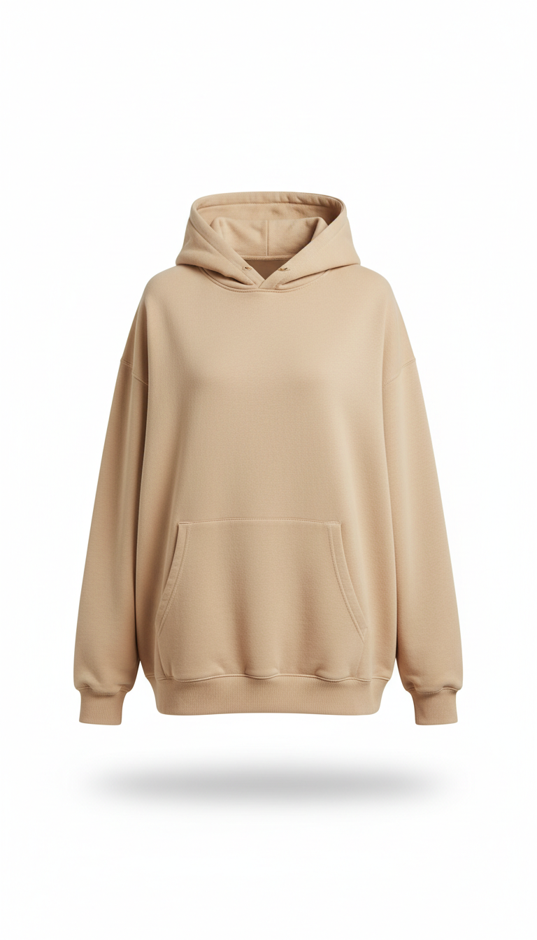 Oversized Sand Cotton Hoodie